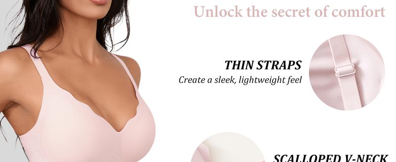 Women's Black jelly bras No Underwire T-Shirt bra Seamless Comfortable Soft Wireless Basic Bridal One Piece Minimalist Everyday Wear with Adjustable Straps Vneck Breathable push up bra