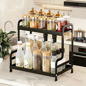 2-Layer Desktop Storage Rack, Cosmetic and Spice organizer Shelf for Kitchen, Bathroom and Vanity, Makeup Cosmetic Organizer