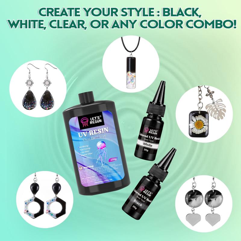 Dainty Jewelry All in One UV Resin Kit,Beginner Resin Kit,Resin Accessories,Christmas Gifts, DlY Handmade Holiday GiftCrafts,Comes With Tutorial For Beginners - Let's Resin