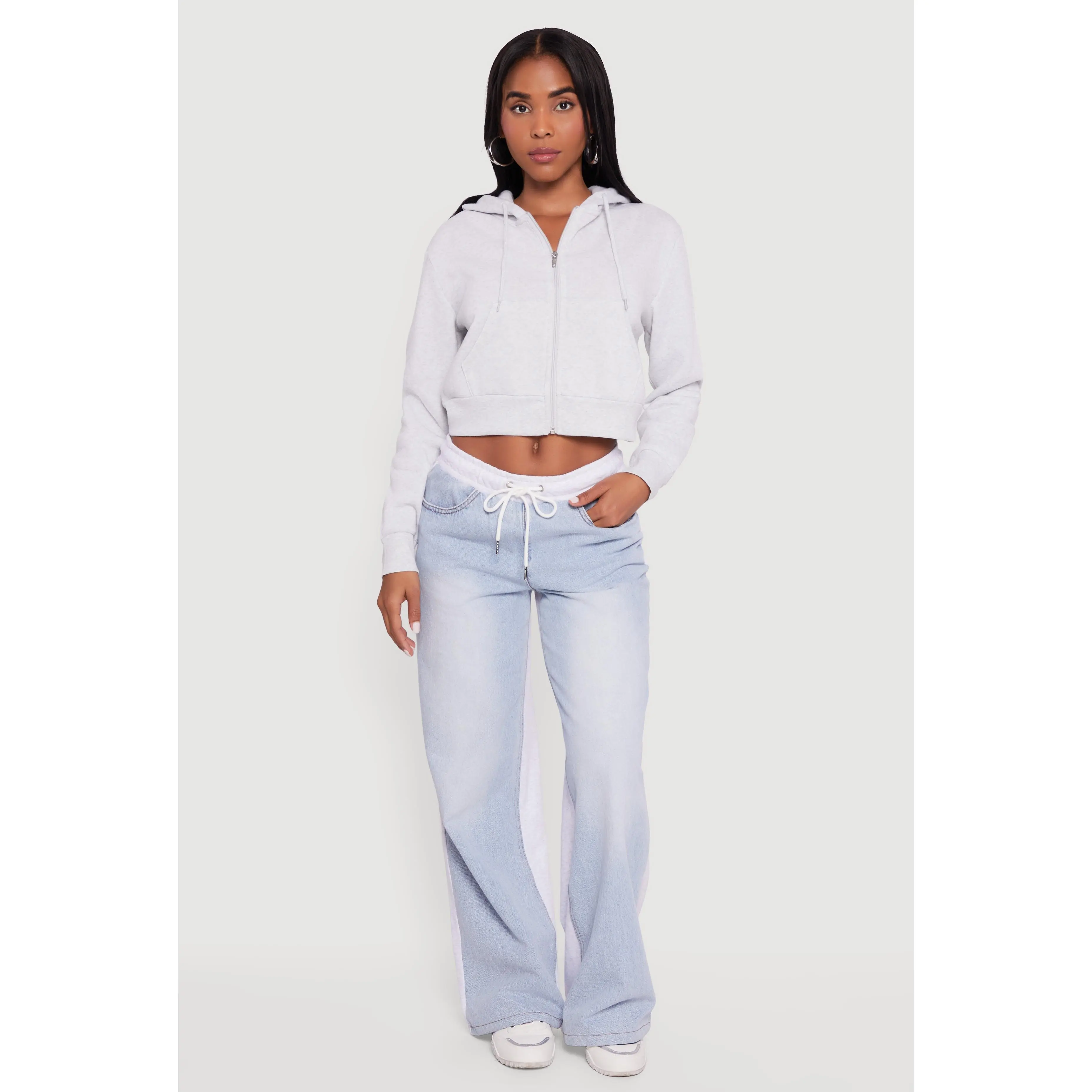 Cropped Zip Front Hoodie
