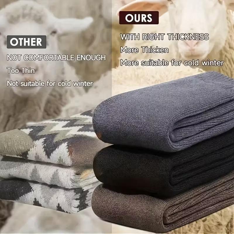 Winter Snow Socks for Men 3/10 Pairs Thickened Soft Fleece Lined Warm Hot Boots Ideal for Outdoor Work Leisure Entertainment Knitted Gift for Husbands Fathers Boyfriends