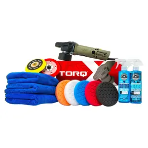CHEMICAL GUYS TORQX Complete Detailing Kit (12 Items) – Dual Action TORQX Polisher with Hex-Logic Pads, Pad Cleaner & Conditioner, and Microfiber Towels for Safe, Effective Paint Correction, Swirl Removal & Polishing Prep