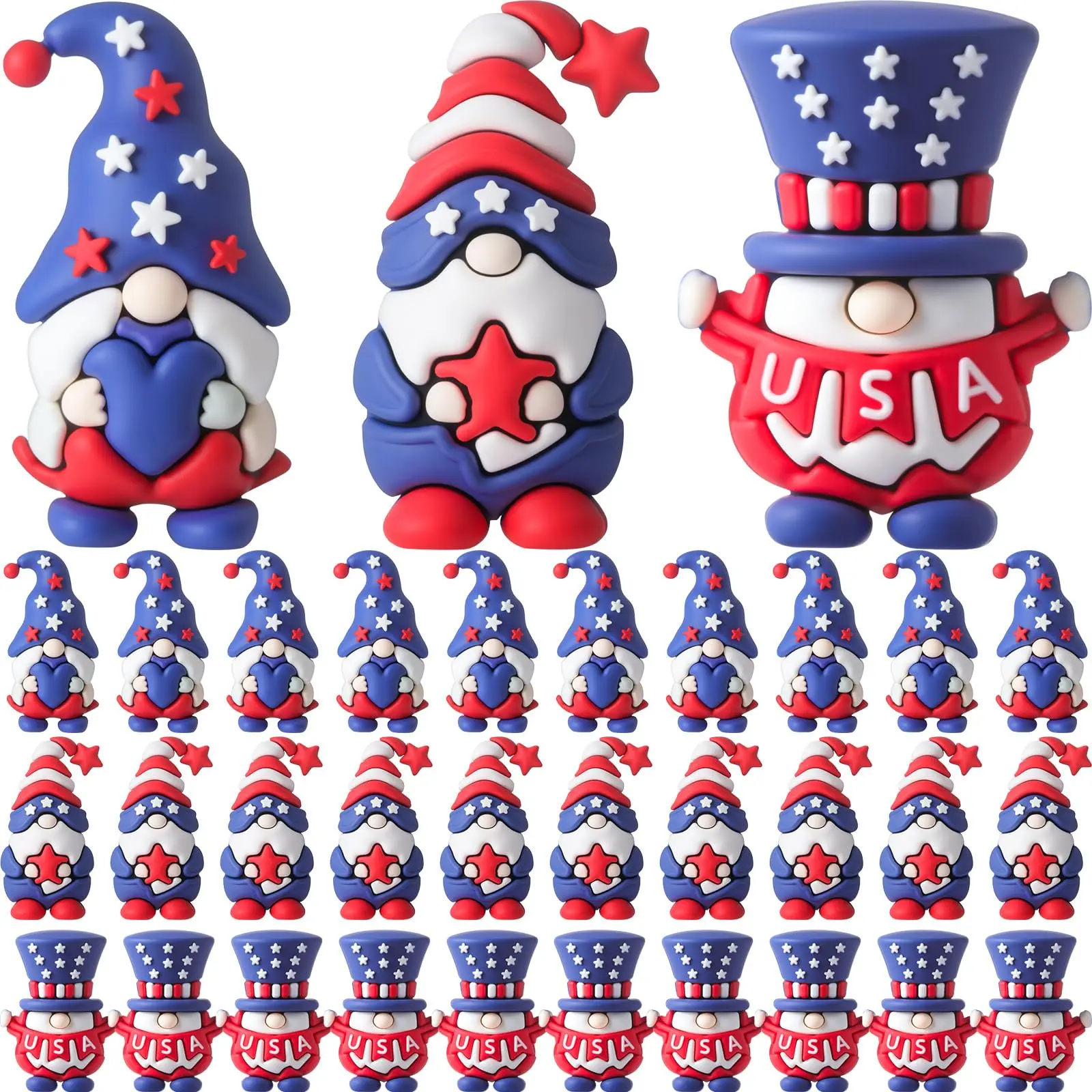 Patriotic Gnomes Uncle Sam Figures 4th of July Gift Mini Gnomes Figurines Small Gnomes Ornament 3D Gnomes Gift for Coworkers Staff Friends Students Teachers Patriotic Party Favors Perfect for America Independence Day Veterans Memorial Day Gifts