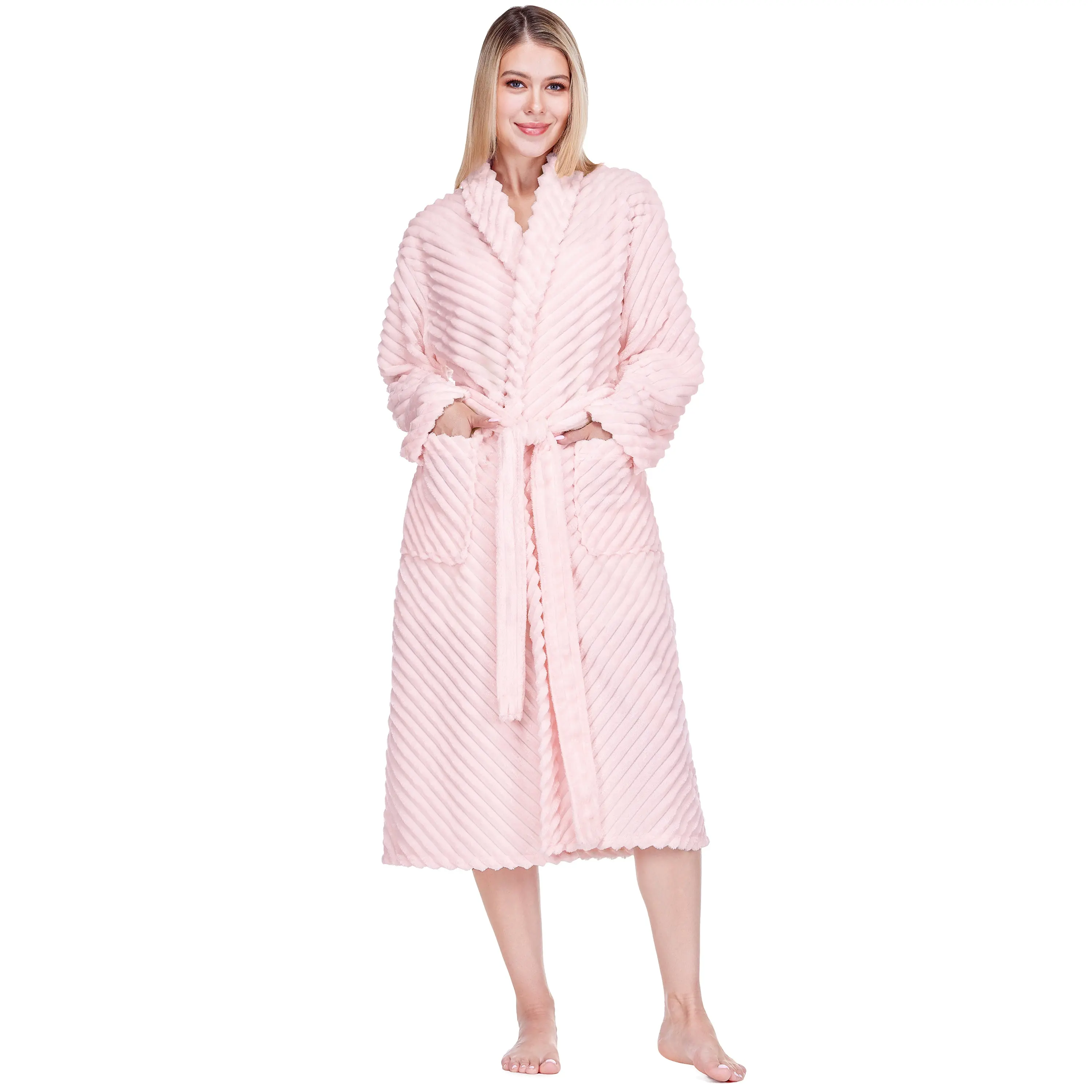 PAVILIA Women's Ribbed Fleece Bathrobe - Soft, Breathable Women's Sleepwear & Loungewear Dressing Gown, Soft Breathable Sleepwear