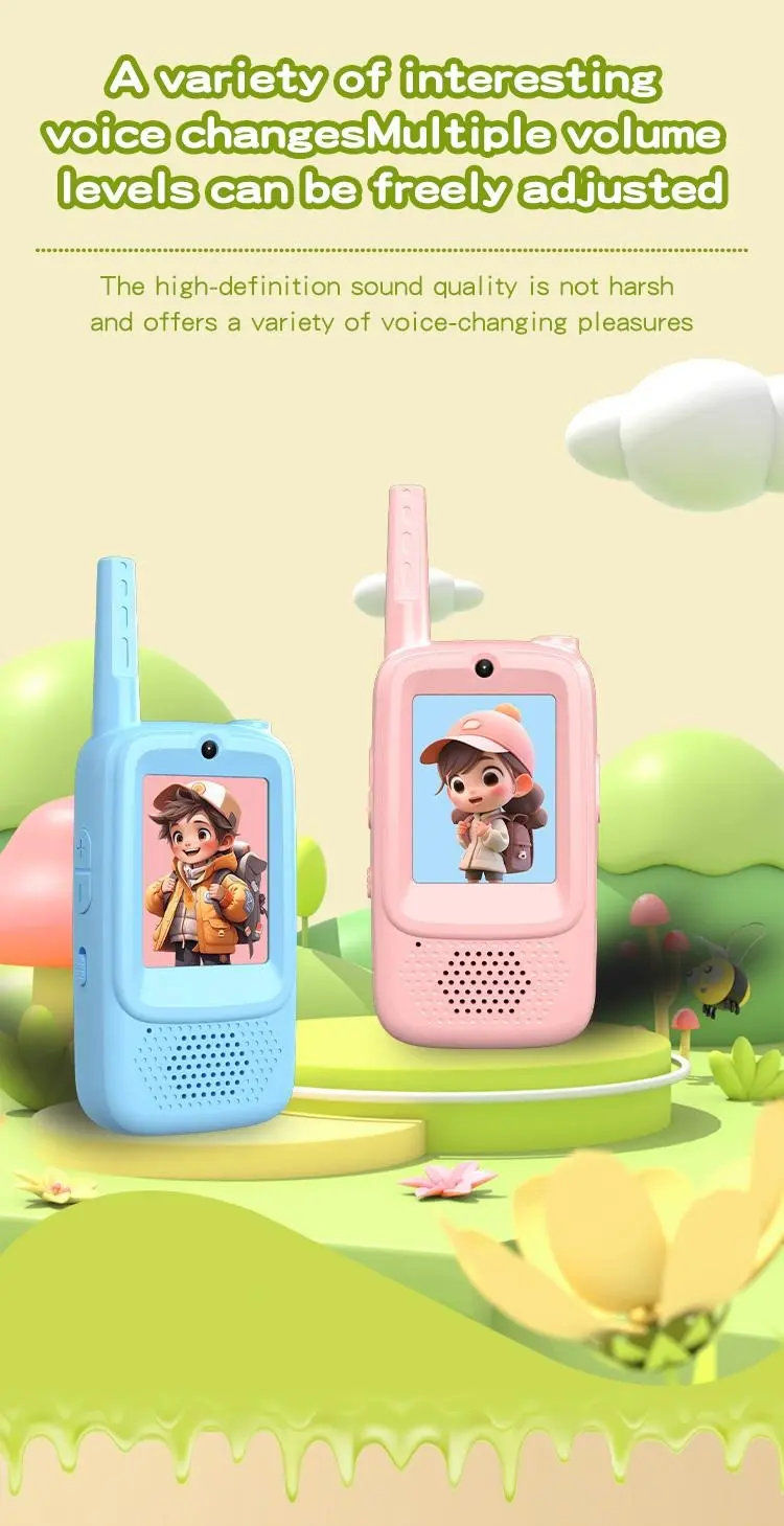 2-Piece Kids' Rechargeable Video Walkie Talkies Pair Pack - Handheld Video Intercom, Indoor and Outdoor Use, Christmas/New Year Gift for Boys/Girls Ages 3-12, Family Games Essential, Back-to-School Present,sohochic