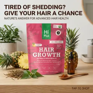 HiPlus Women's Hair Gummies with Collagen Biotin and Zinc Supports Healthy Hair Growth and Natural Vitality Dietary Supplement with Optimum Iron and Edible Colagen 90 Gummies 45 Day Supply