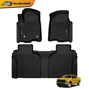 Floor Mats Fit For Chevy Silverado /GMC Sierra Crew Cab 2019-2025 Weather Liner Car Mats waterproof and dirt-resistant TPE soft steadfast