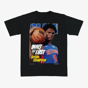 Ausar Thompson “Built to Last” Basketball T-Shirt – Black Graphic Tee Featuring SLAM Style Detroit Pro Hoops Star Design