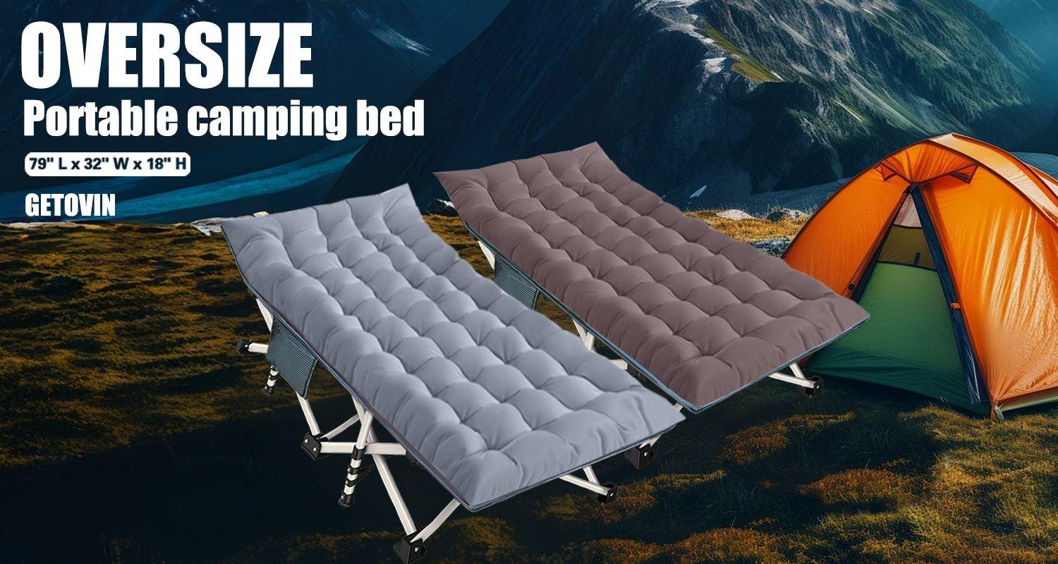 Outdoor Camping Cot with Mattress, Heavy Duty Folding Bed Cot, Portable Oxford Travel Bed with Carry Bag for Outdoor Camping, Home, Office Nap, Guest, Travel