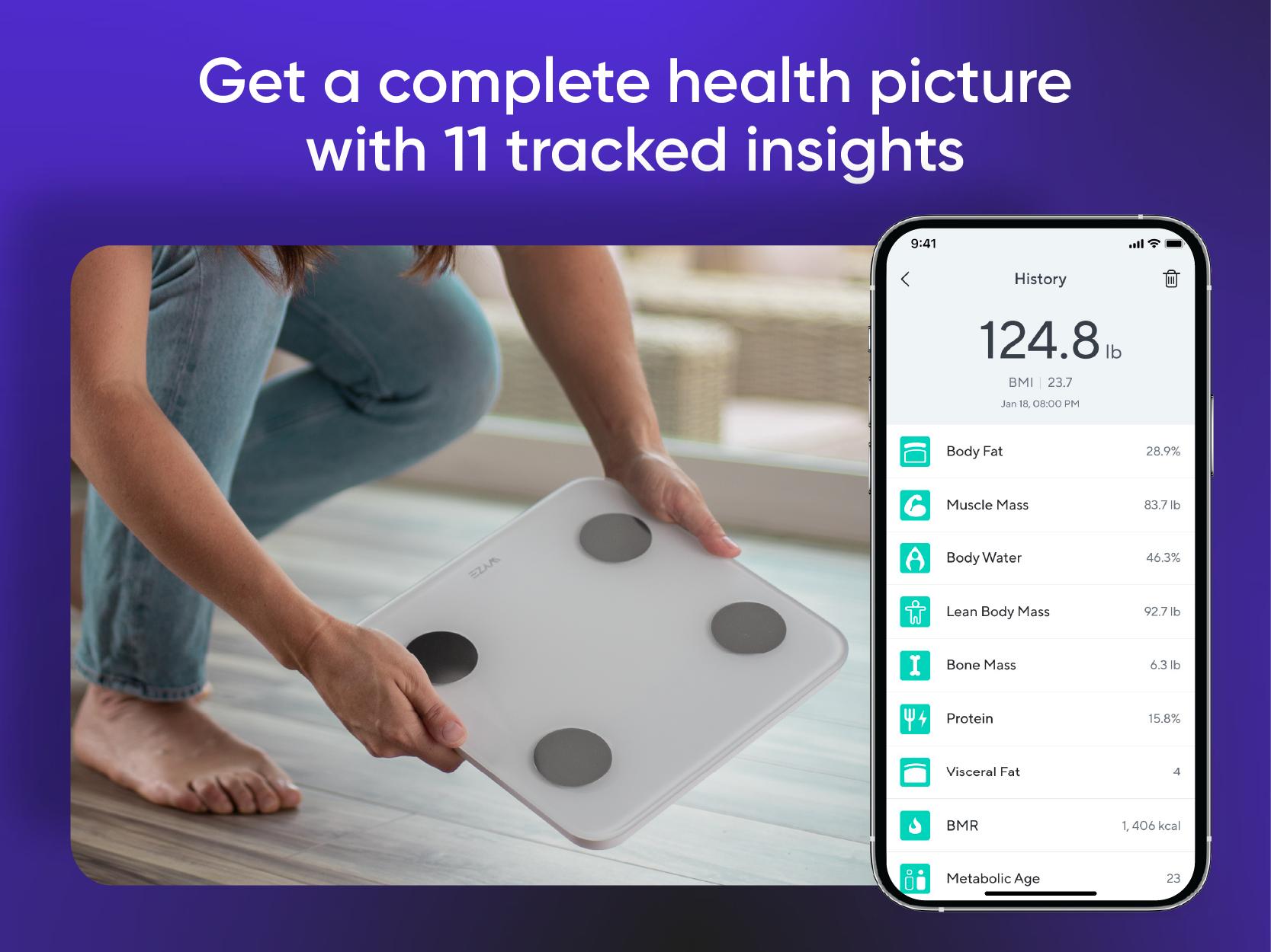 Wyze Scale S — Bluetooth Smart Weighing Scale, Multiple Body Composition Measurements (Body Fat, BMI & Muscle, Weight Loss, etc), Smartphone Sync