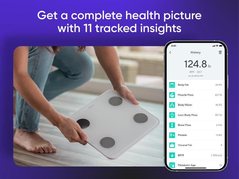 Wyze Scale S — Bluetooth Smart Weighing Scale, Multiple Body Composition Measurements (Body Fat, BMI & Muscle, Weight Loss, etc), Smartphone Sync