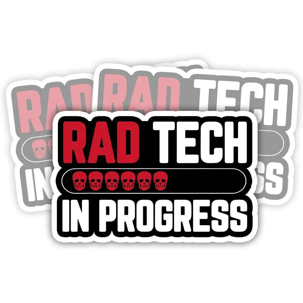 COMBO 3PCS Rad Tech in Progress Sticker, Technologist Xray Future Radiographer Waterproof Vinyl Stickers for Laptop Kindle Tumbler Water Bottle Helmet