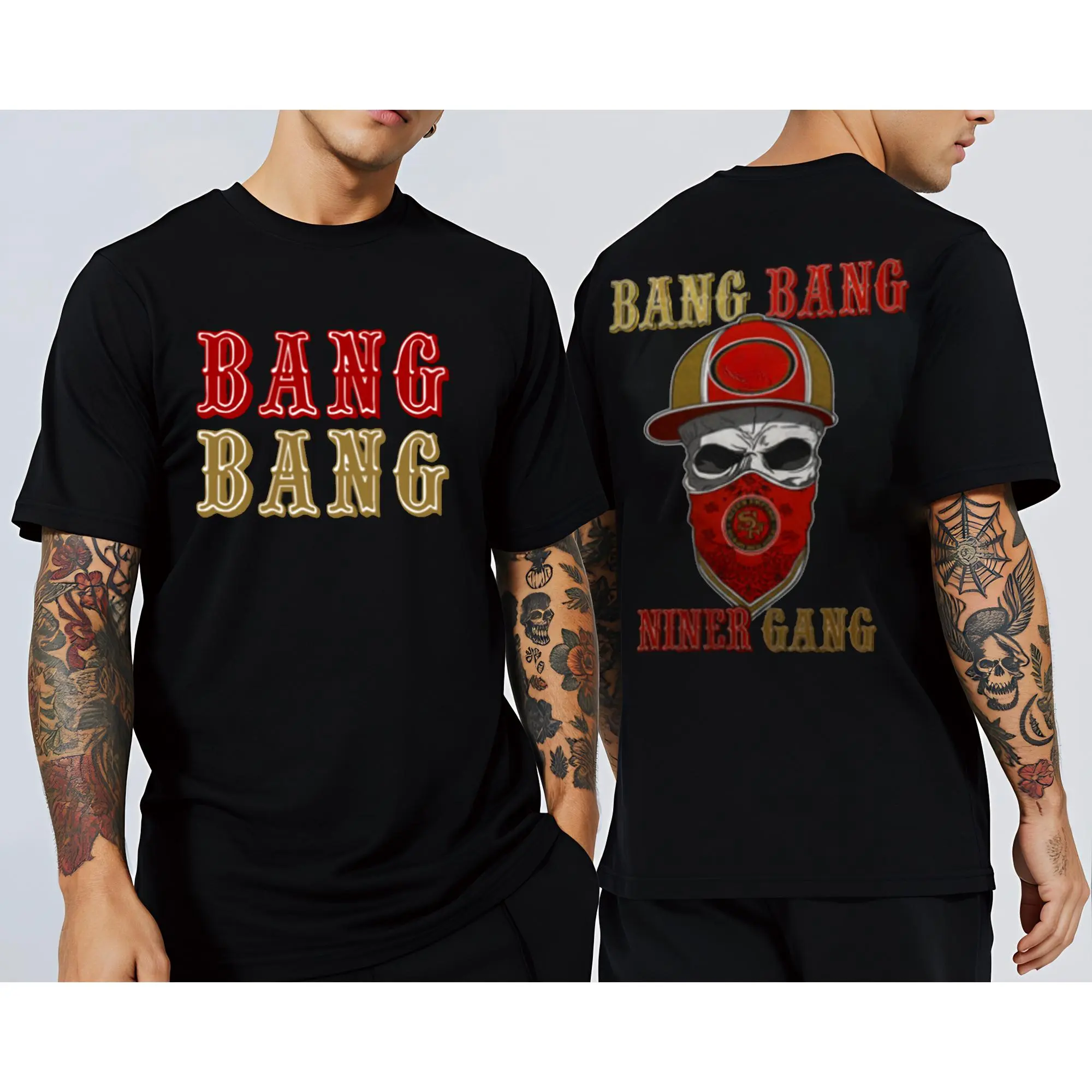 🏈 💀 touble Sided BANG BANG NINER GANG Tee Perfect Game Day Gift for 49ers Fans Viral Trendy Tees