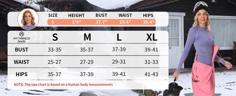 Fallfreshness ATTRACO Quarter Zip Thermal Underwear Set Long Sleeve Base Layers for Women for Cold Weather