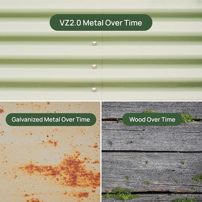 Vego Garden 17" Tall 9 in 1 8ft X 2ft Metal Raised Planter Bed for Vegetables Flowers Ground Planter Classic Design Easy Access