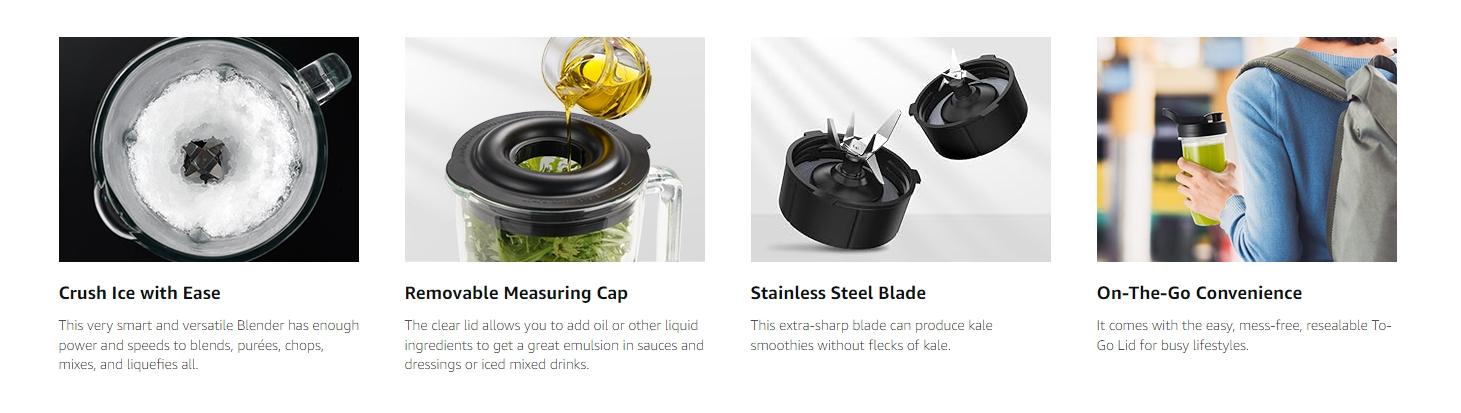 Professional Blender, 5 Functions Touchscreen Control Smoothie Blender for Smoothies,Frozen Drinks & Ice Cream, 1200W Countertop Blender with Travel Cup, , 52oz Glass Jar, for Ice Crushing/Sauce/Nut Butter/Soup