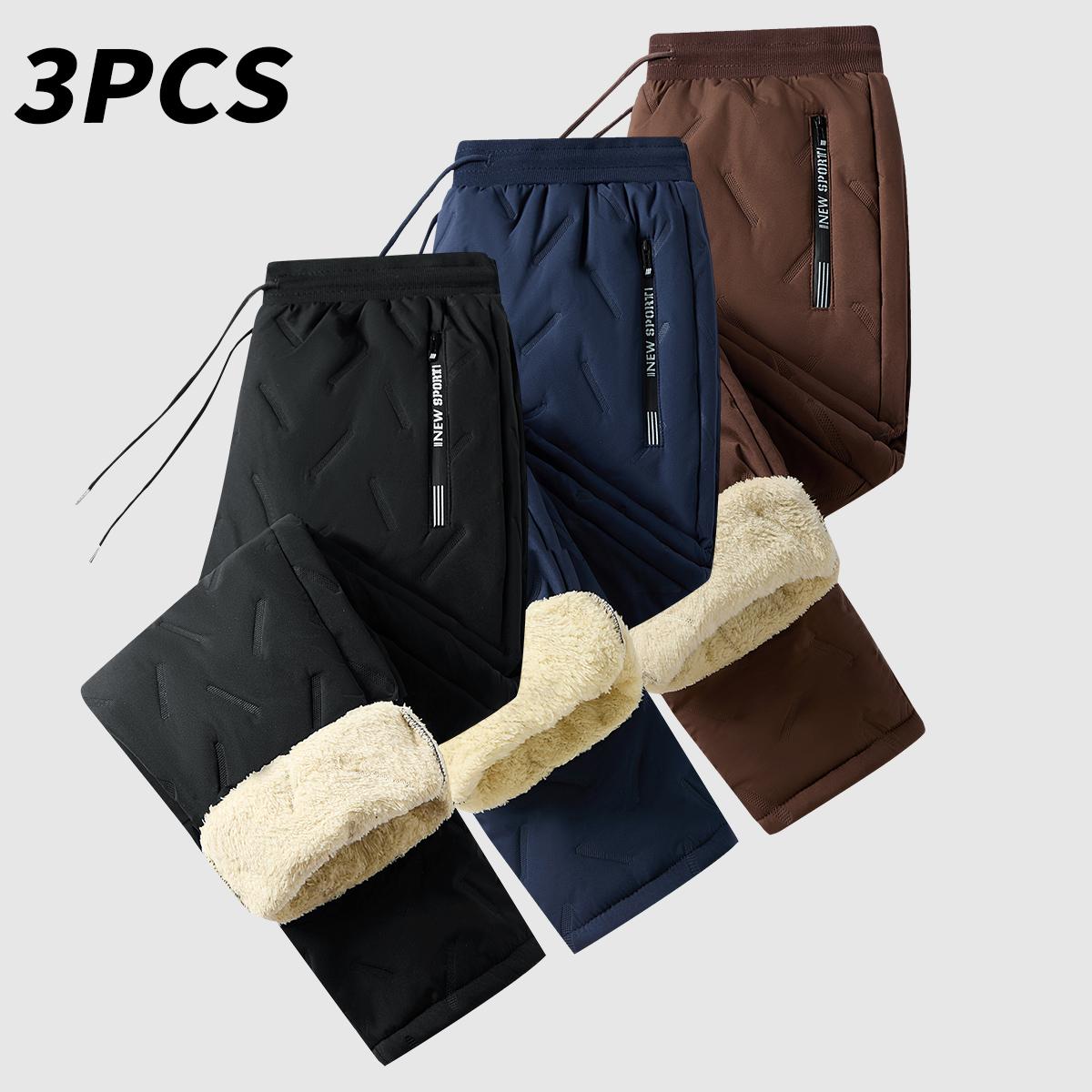 Men’s Warm Thermal Winter Snow Pants Ideal for Workouts & Outdoor Activities Machine Sweatpants Men Perfect for Extreme Cold Weather Layered Solid Color Design Regular Fit Menswear Top Stylish Trousers Men’s Casual Plain drawstring waistband