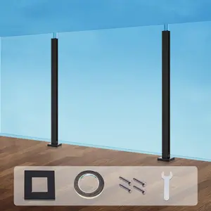 VEVOR Glass Clamp,  , 41.34" Height Glass Railing Bracket for 0.39 "-0.47 " Thickness Tempered Glass, 304 Stainless Steel Glass Mounting Clamp, Glass Shelf Bracket for Balcony, Garden, Deck, Stair, Black