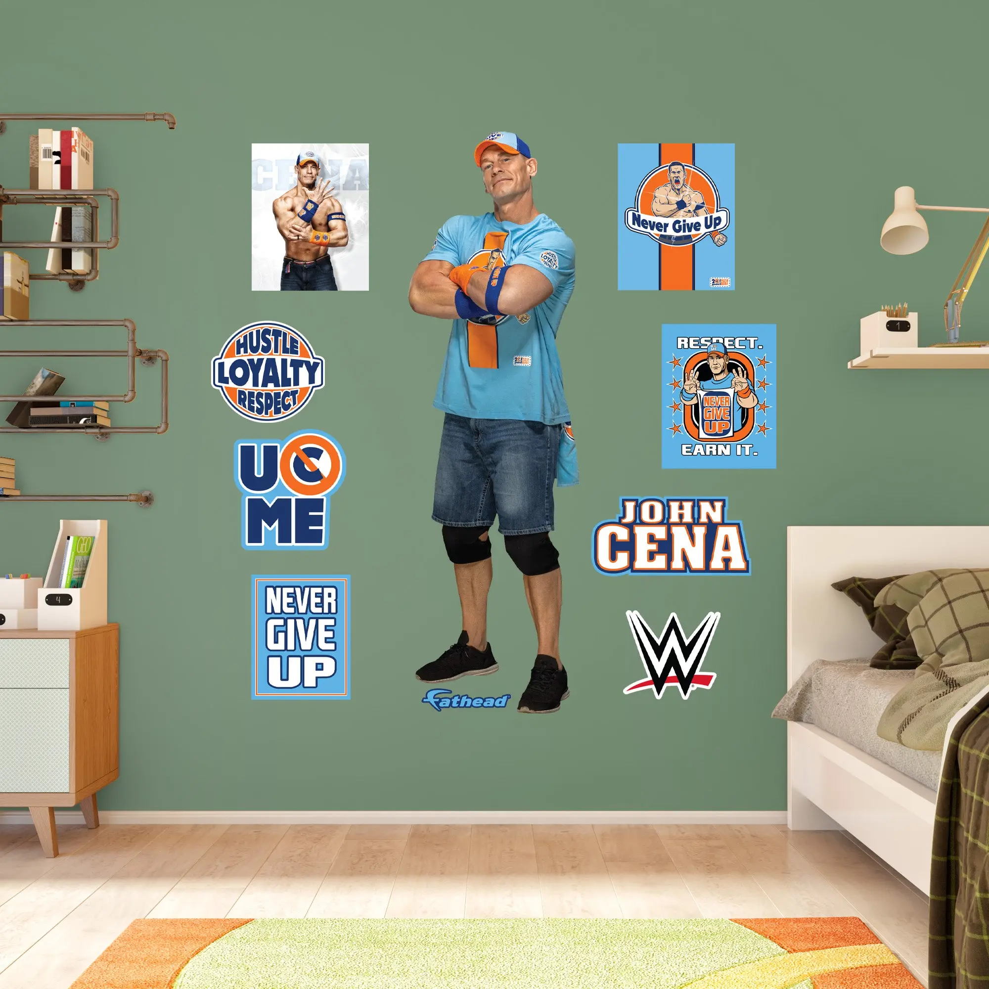 Official WWE John Cena RealBig Collection Smooth Peel-and-Stick Wall Art Stickers - Durable Removable Vinyl Sticker Deco for Bedroom Accent Wall, Room Decor #3