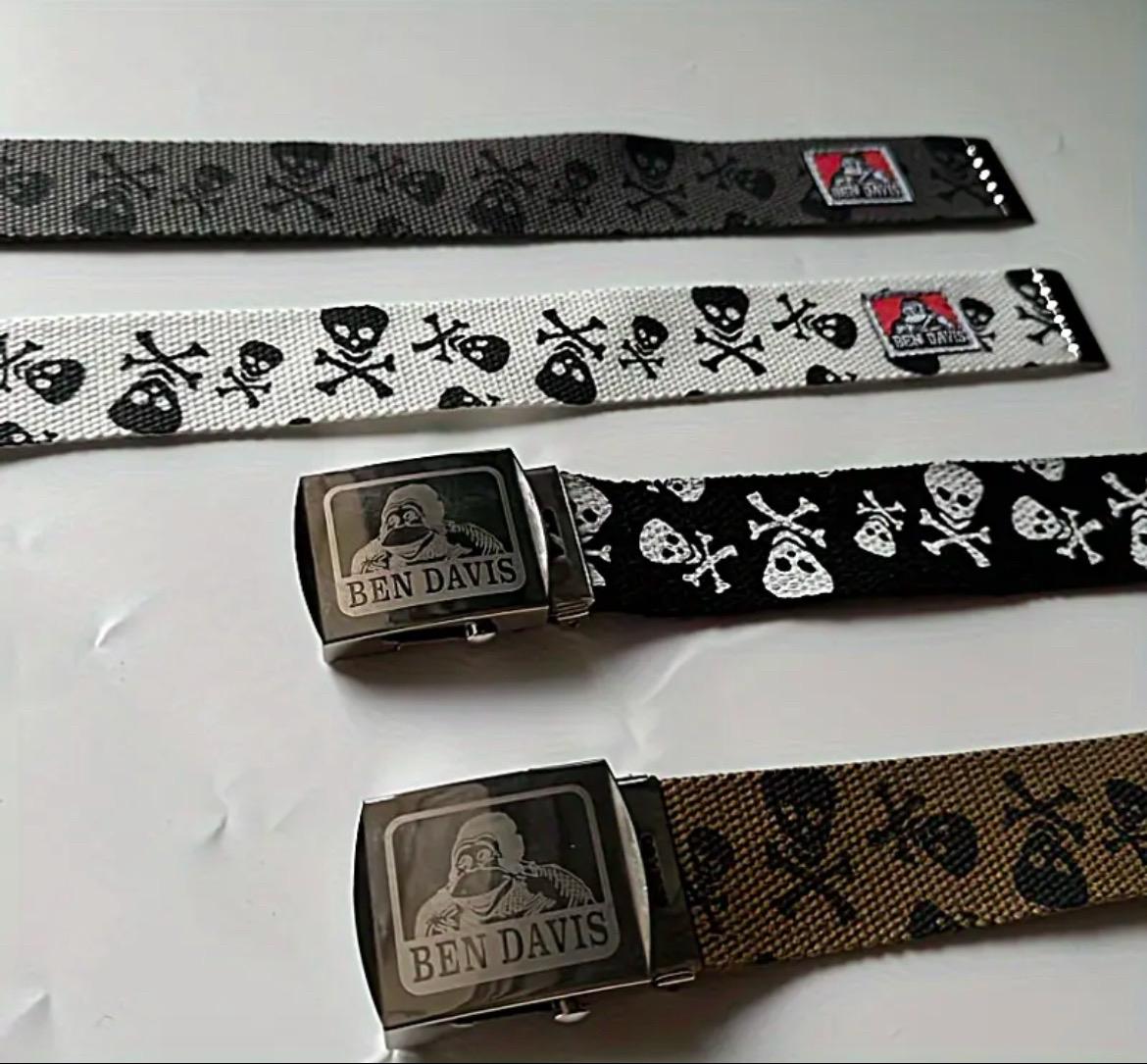 Ben Davis Skull and Crossbones Belt for Men and Women - Versatile Design, Ideal for Everyday Wear beanie hat