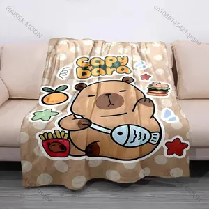 Capybara Cartoon Print Blanket Soft Fluffy Throw King Size Blanket Kids Adult Sofa Bed Travel Blanket Cover Luxury Gift Christmas Birthday Mothers Day Gift Halloween Christmas Gift