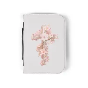 Floral Cross Bible Cover – Pink Flower Zippered Bible Case