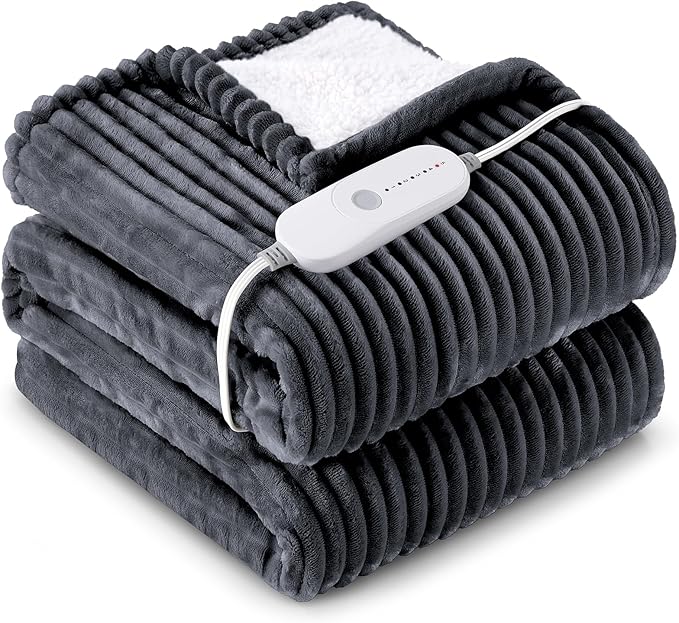 Heating blanket Double-layer comfortable flannel and flannel + lambskin material, fast heating, 3/9 adjustable levels, 2/4/6/10 hours automatic shut-off, overheating protection, winter warm blanket