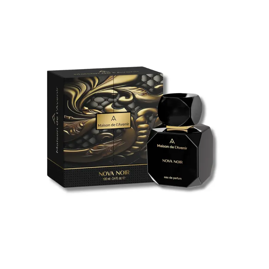 Maison de l'Avenir Nova Noir Eau de Parfum, a Smooth and Refined Scent with a Warm Spicy Aura, Long-Lasting Aromatic Woody Unisex Fragrance with Cinnamon and Amber Notes, 3.4 fl oz, Signature Scent, Adults