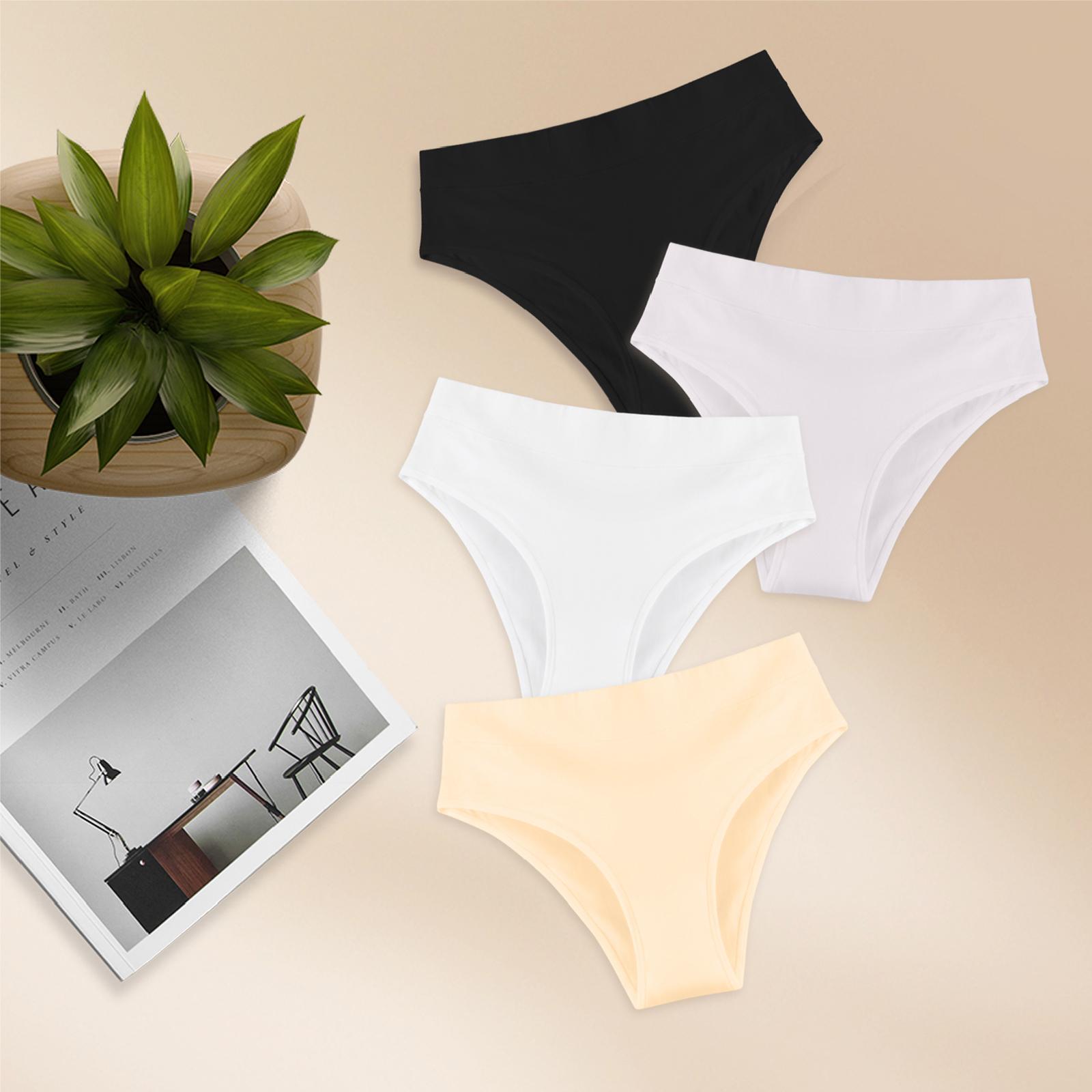 Women's Cotton Bikini Underwear - 4pcs, 8pcs, High Rise Breathable Soft Panties Solid Briefs for Ladies, Coverage Hipster Sizes M to 4XL Women's Cotton Bikini Underwear - 4pcs, 8pcs, High Rise Breathable Soft Panties Solid Briefs for Ladies, Coverage Hipster Sizes M to 4XL