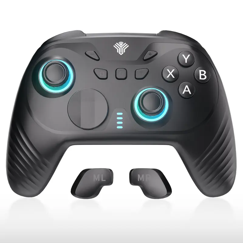 YUYIU Wind Chaser 2 Wireless Pro Switch Controller for Switch2/Switch/PC/Steam/Android Hall Effect Joysticks 1000Hz Response 1000mAh Battery RGB Lighting Midnight Black