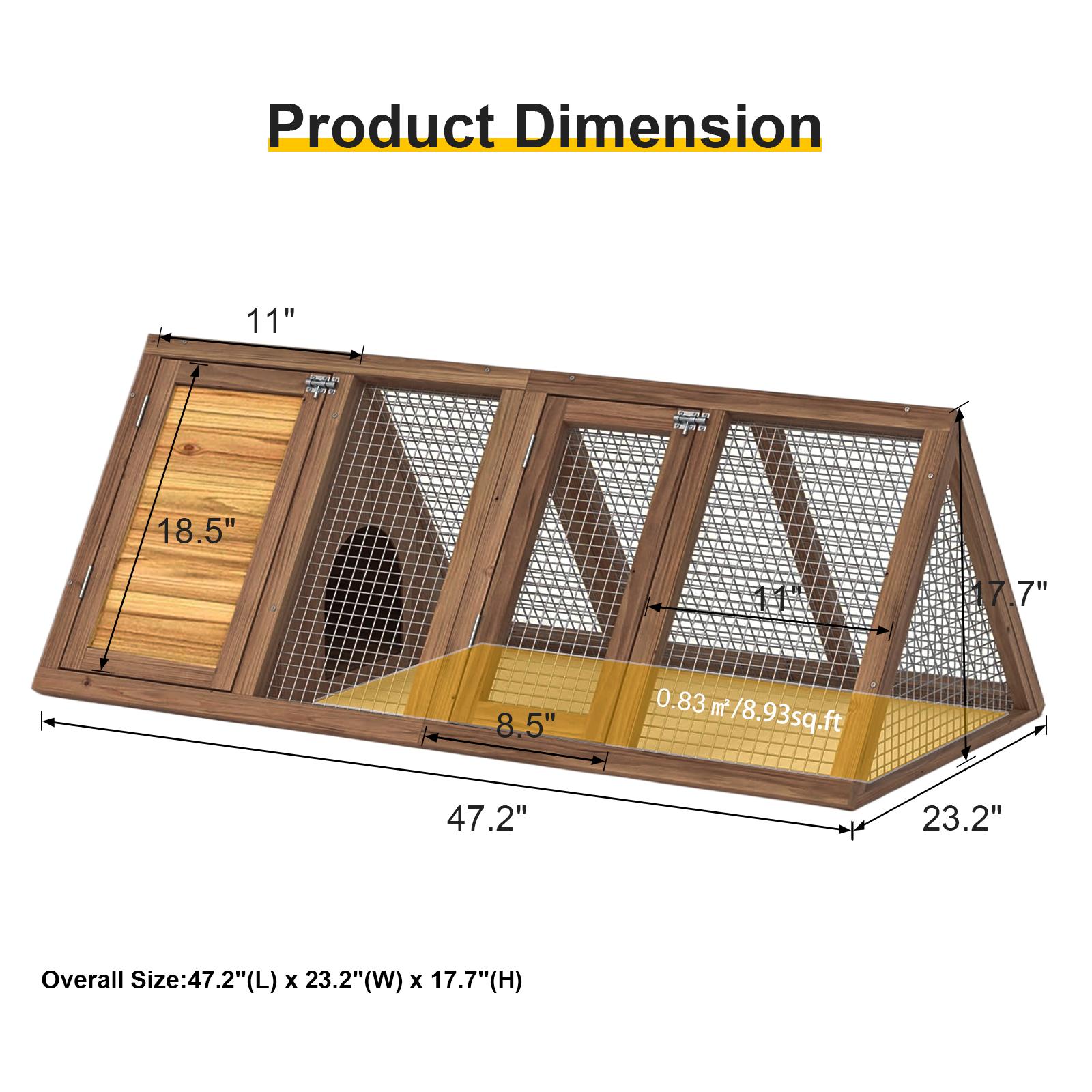 Grezone Small Chicken Coop for 1-2 Chickens Rabbit Hutch Quail Coop Indoor Outdoor Bunny Cage House with Waterproof Roof & Ramp 47.2x23.2x17.7 Inches Wood