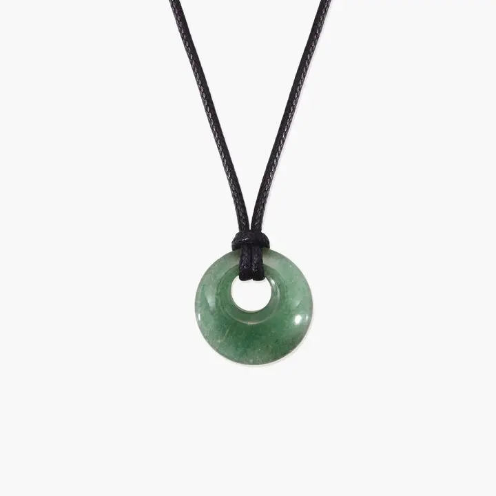 en route Green Aventurine Cord Necklace, Natural Stone with Braided Cord, Lightweight Comfort for All Day Wear, Fresh Spring Bloom Aesthetic, Ideal for Picnic or Nature Walk