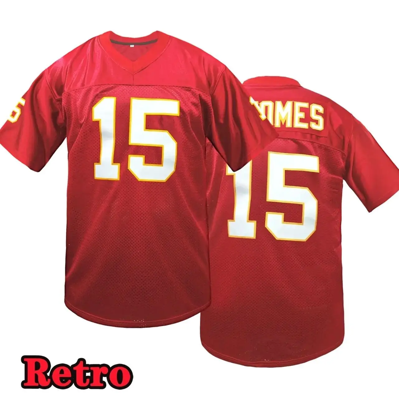 Chief Men's # 15 Red Football jersey, Kansas City Classic Embroidered American Football Shirt, Loose Short Sleeve Sports T-shirt, Suitable for Daily Leisure, Match Training, and Street Trendy Style christmas gift、 Unisex, Sports Clothing, Athletic Tops