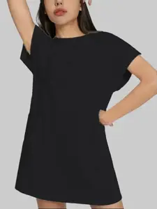 Women's One-piece Dress Casual Shirt Dress Short Sleeve Backless Short Skirt Trendy Dress with Pockets