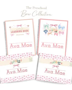 4 Book Set: The Preschool Bow Collection- Learning Book, Name Book, Number Book & Alphabet Book Bundle