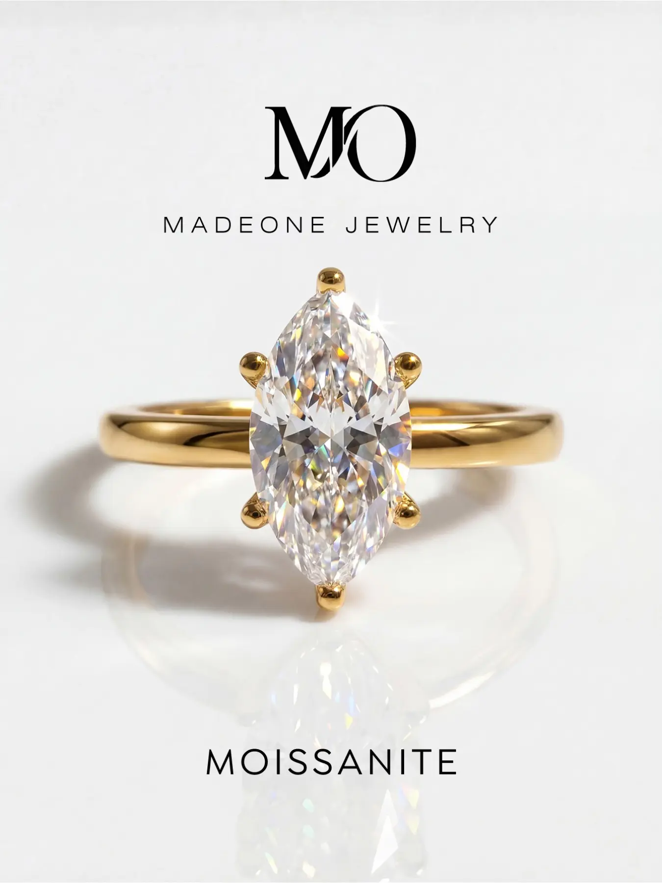 1 Pc Elegant Six Prong Sparkling Rings with 1.0ct Synthetic Moissanite Lab Created for Women Party Copper Fine Jewelry