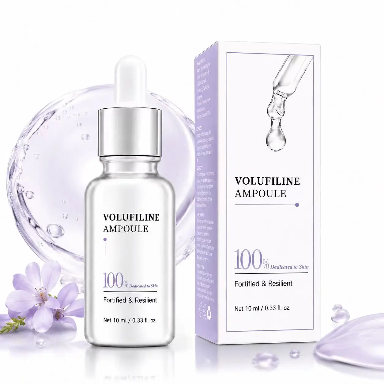 100% Volufiline Alcohol-Free Korean Ampoule Facial Serum - 10ml Fresh Lightweight Booster, Skin Elasticity Aid, Skin Lifter, Body Care Serum, Lifts Skin