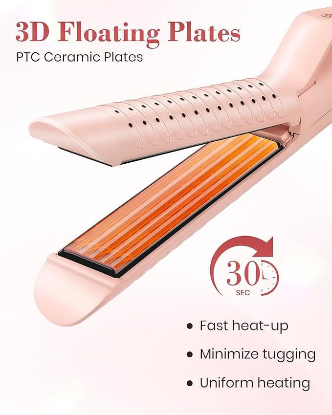 360°Airflow Styler, 1 1/2 inch Curling Wand & Hair Straightener 2 in 1 with Ionic Cool Air to Lock in Style, Titanium Flat Iron Curler in One with Dual Voltage