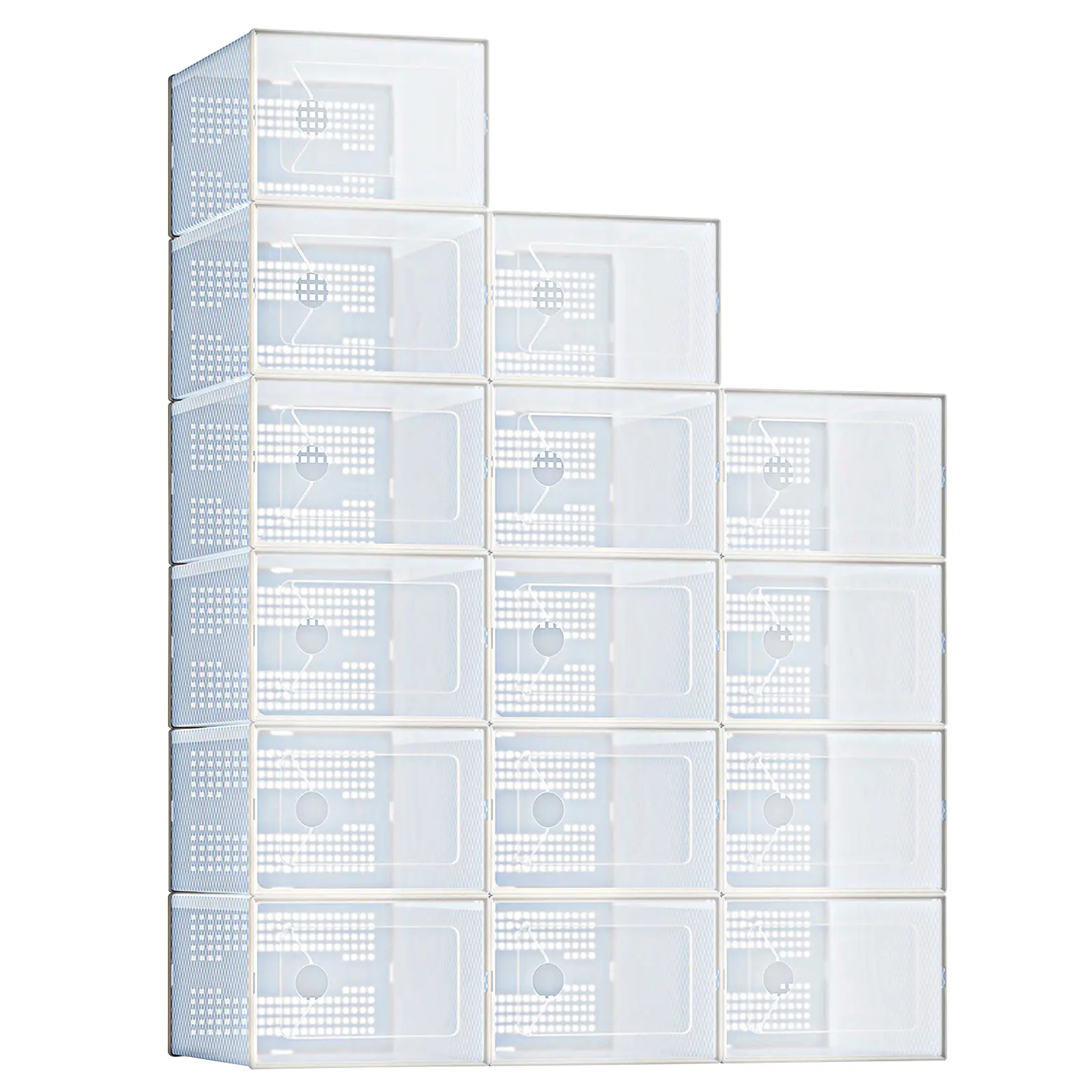 Stackable Shoe Storage Boxes, 12-Pack Plastic Shoe Organizers with Lids, Large Shoe Rack & Holder for Closet, Under Bed, Entryway, Sneaker Display and Storage Containers,dorm essentials,home decor
