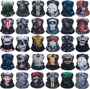 30 Pieces Skull Neck Gaiters Scarf Elastic Sports Head Wrap Headband Seamless Halloween Bandana Face Mask for Women Men Riding Running Sports, 30 Styles