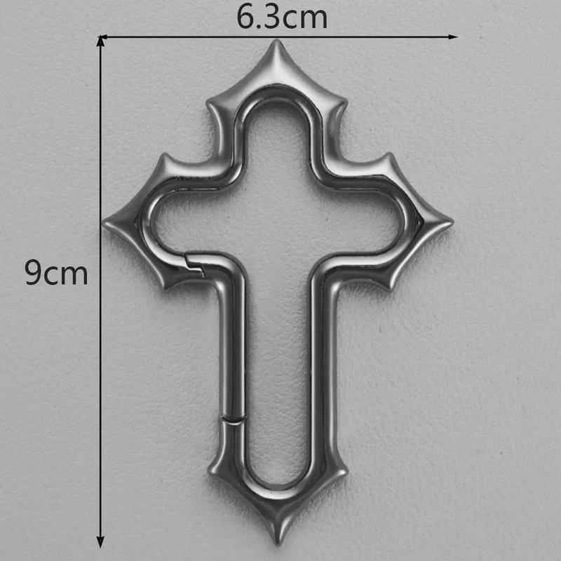 Crusader Carabiner Gothic Cross Metal Keychain Solid Design Zinc Alloy Ideal for Heavy Belt Loop Accessories Bold Streetwear Fashion