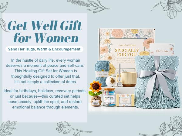 【Valentine's Day Gift】Get Well Soon Gifts Baskets for Women, After Surgery Recovery Self Care Gifts Baskets, Unique Mothers Day Gift for your love, Feel Better Inspirational Comfort Box gift