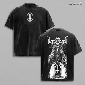 Baphomet Vintage Washed Oversized T-Shirt | Occult Goat Head Graphic Tee