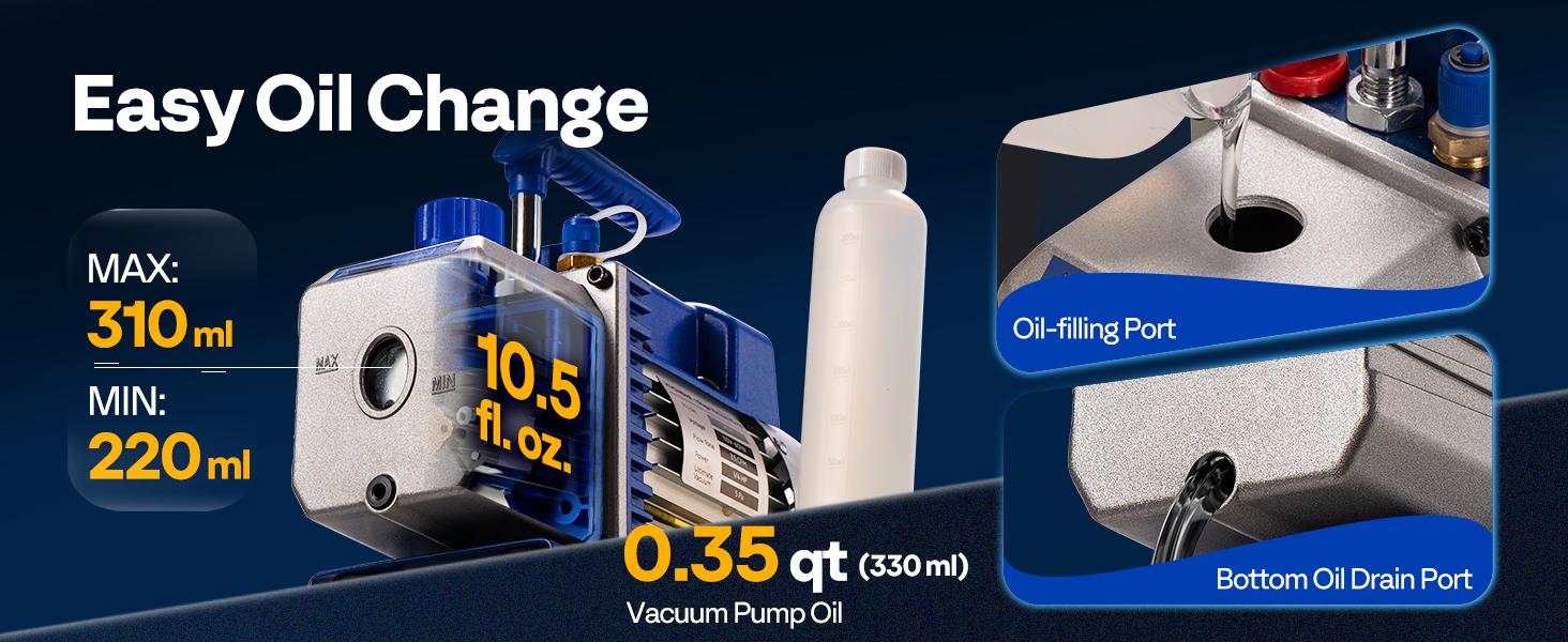 VIVOHOME AC Vacuum Pump and Manifold Gauge Set, 3.5 CFM 1/4 HP Single Stage Car AC Vacuum Pump Kit with 5ft Hoses for R134a R12 R22 R502, AC Service Kit for HVAC Mini Split Air Conditioner