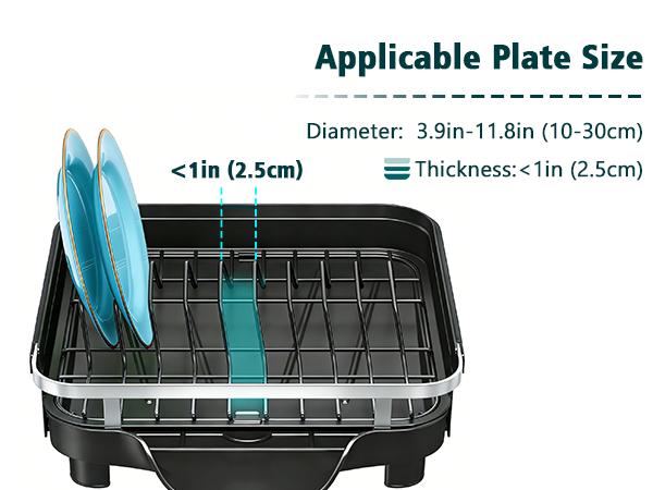Expandable Over Sink Dish Drying Rack, Adjustable Kitchen Counter Organizer for Plates, Bowls, Cups & Utensils with Automatic Drainage Spout