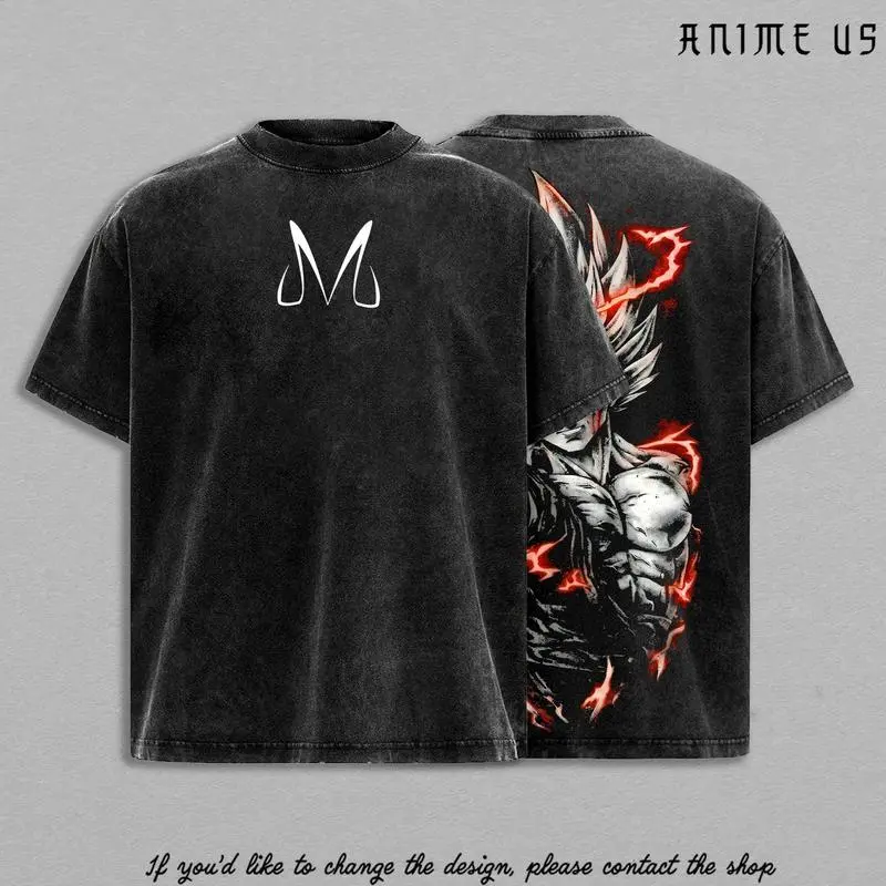 Warrior Power T-Shirt – Vintage Washed DBZ Inspired Tee, Anime Graphic Shirt, Oversized Soft Cotton Streetwear, Unisex Casual Apparel