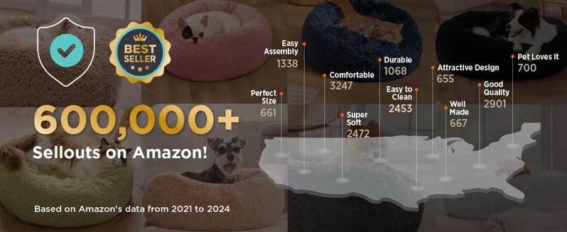 Bedsure Calming Donut Dog Bed for Dogs-Ultra Soft Plush Faux Fur Cozy Pet Bed with Non Slip Bottom & Machine Washable Cover Pad, Valentine’s Day Choice