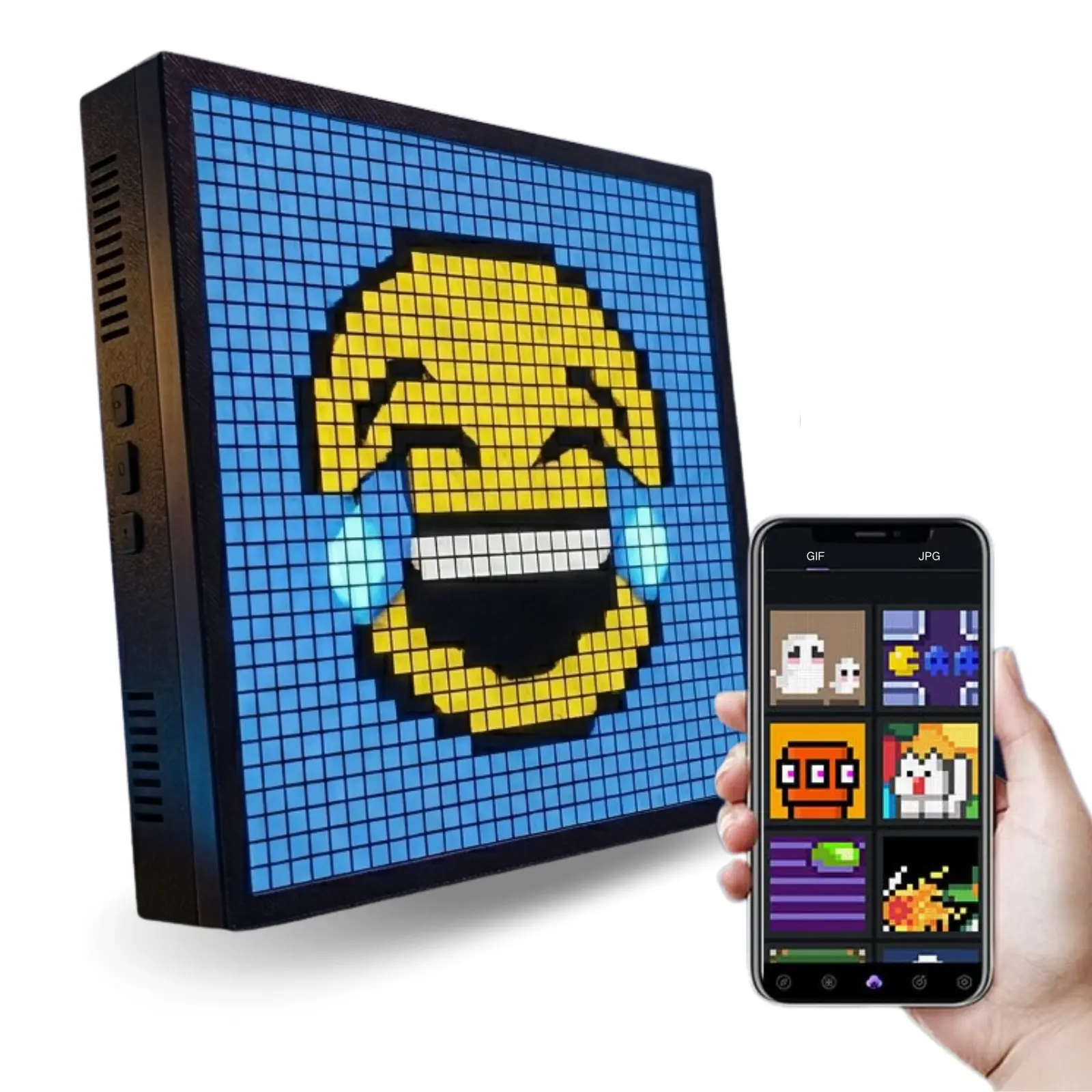 32*32 Smart RGB LED Pixel Art Display, APP Controlled Programmable Pixel Screen with Clock, Alarm & Bluetooth, DIY Animated Pixel Light for Gaming Room, Desktop, Bedroom, Streaming Setup & Wall Decor