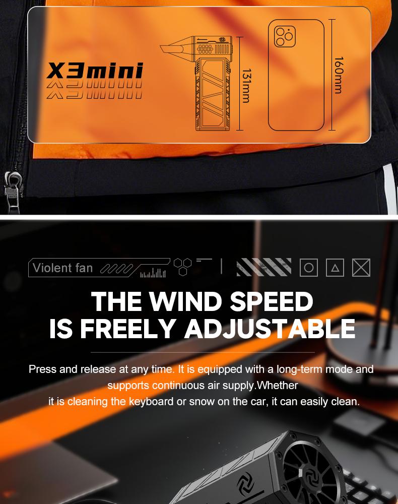 180W Ultra-Powerful Air Duster: 150K RPM for Violent Dust/Snow Removal. Blast Away Debris from PCs, Car AC Vents & Seat Corners, Furniture, Yard Leaves & Pet Hair. High-Speed Handheld Blower with Brushless Motor.