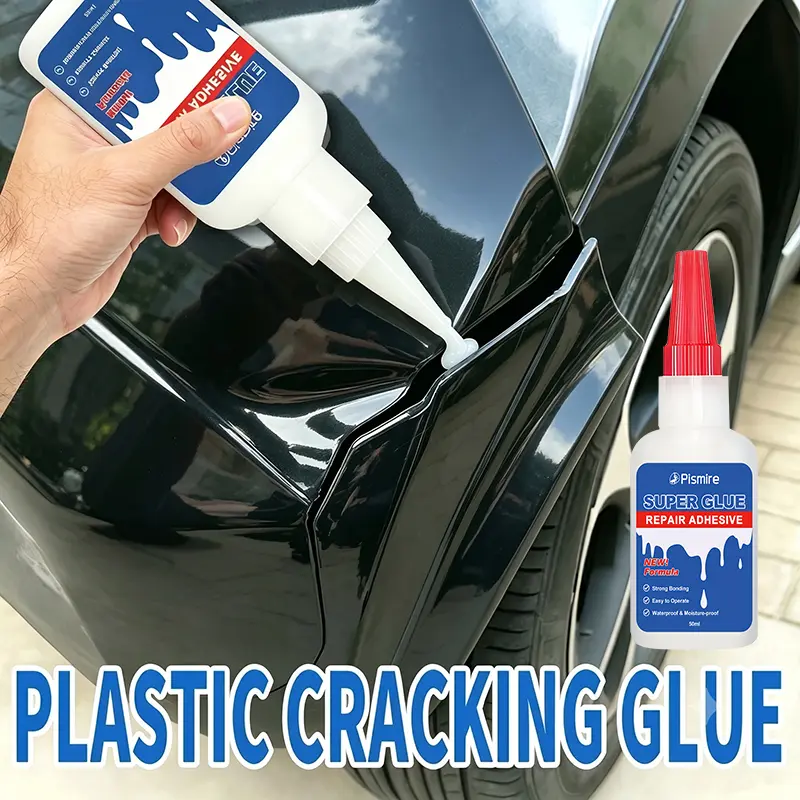 Automotive High-Strength Plastic Repair Glue (1.7 oz/50 ml) - Leather Panel Fix, Repairs Car Bumper Trim Cracks & Interior Roof Panels, Non-Yellowing Adhesive, High Strength Glue